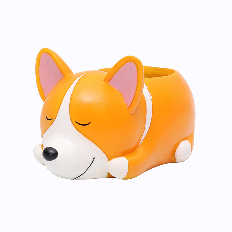 Resin Sleeping Pet Succulent Flower Pot