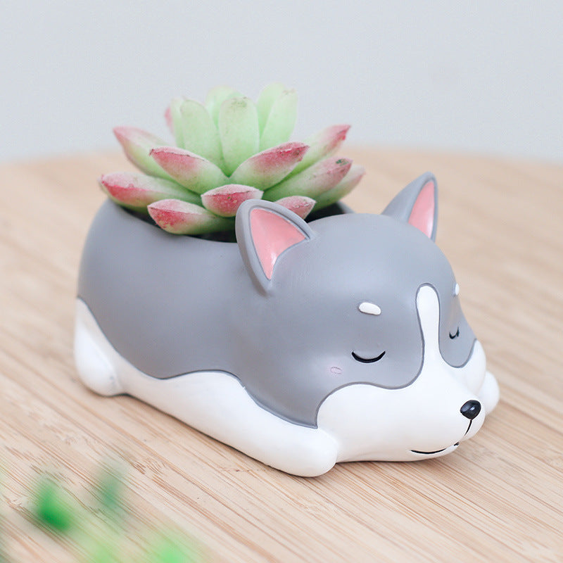 Resin Sleeping Pet Succulent Flower Pot