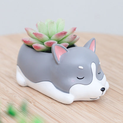 Resin Sleeping Pet Succulent Flower Pot