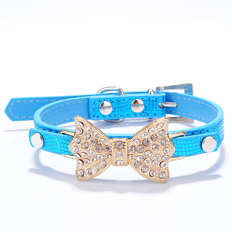 Bowknot Pet Collar Rhinestone Dog Pen Dog Supplies