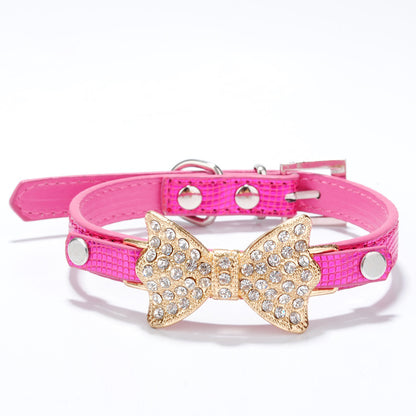 Bowknot Pet Collar Rhinestone Dog Pen Dog Supplies