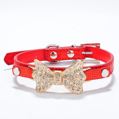 Bowknot Pet Collar Rhinestone Dog Pen Dog Supplies