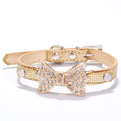 Bowknot Pet Collar Rhinestone Dog Pen Dog Supplies