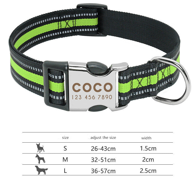 Custom Reflective Pet Leash Tag Collar Nylon Engraved Name