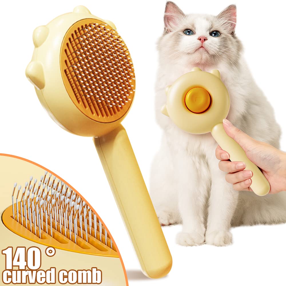 Pet Hair Cleaner Brush Cat Grooming Brush With Release Button
