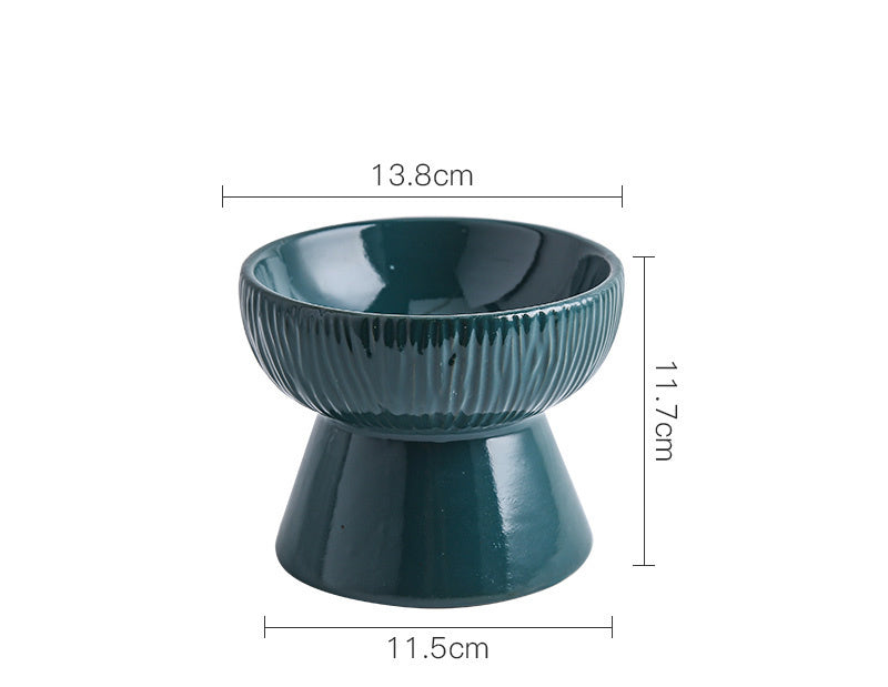 Anti-tip Ceramic Pet High Bowl Cat Food Bowl