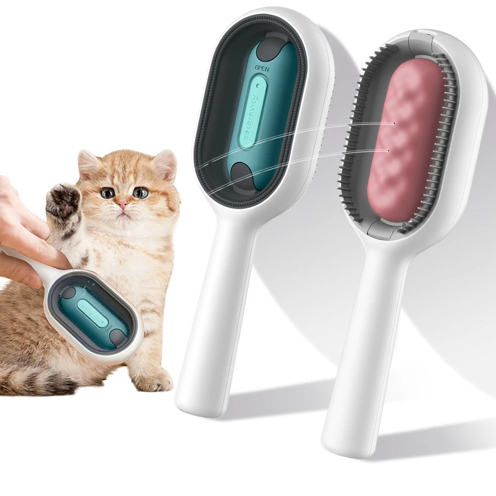 Cat Hair Brush With Water, Sticky Brush For Cats, 4 In-1 Cat Grooming