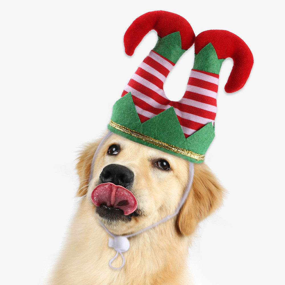 Pet Christmas Dress Up Dog Christmas Hat Pet Funny Striped Clown