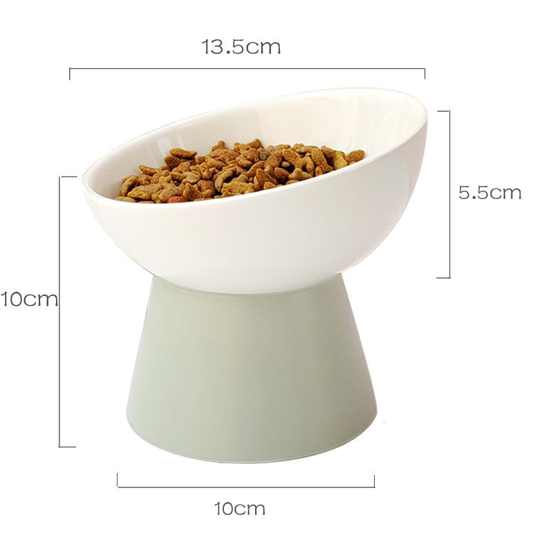 Contrast Color Ceramic Tall Pet Cat Food Bowl Shallow Mouth