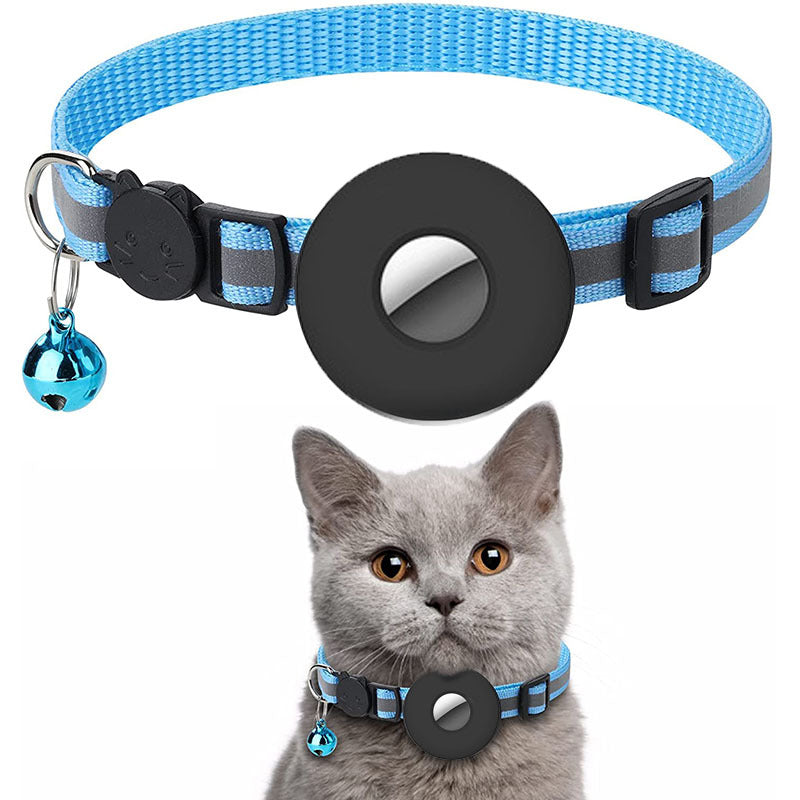 Airtag Pet Collar With Bell Reflective Adjustable Anti-lost Cat Dog Collar