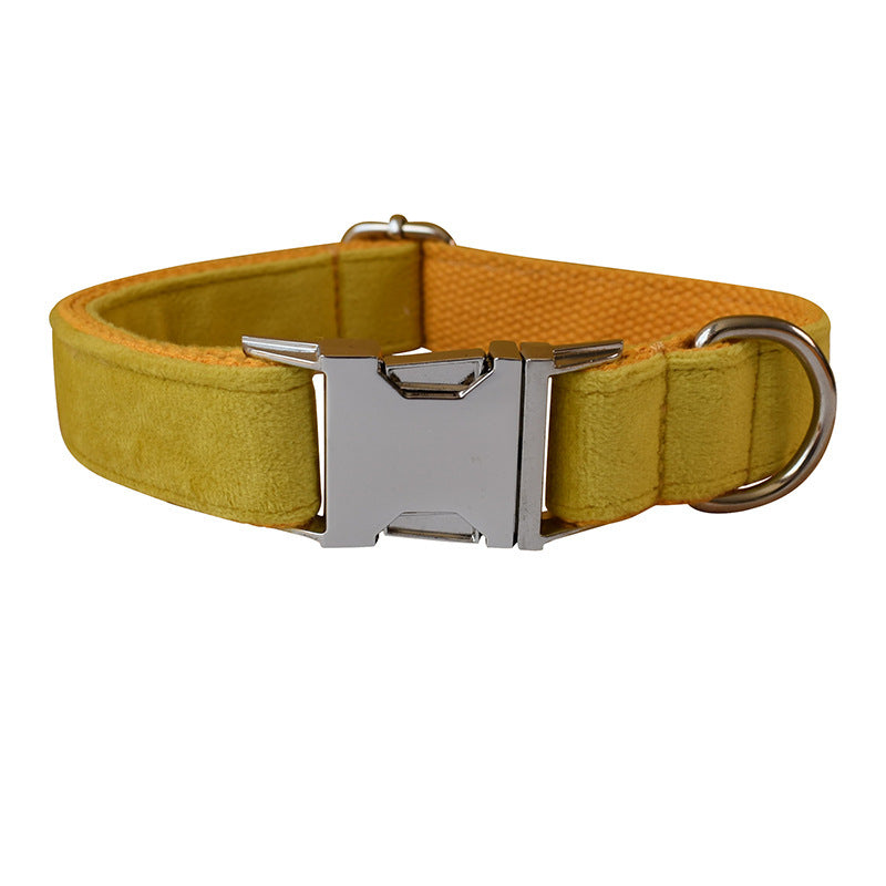 Yellow Fleece Pet Dog Collar Adjustable
