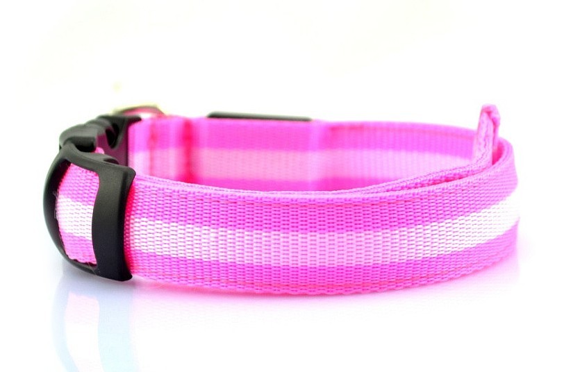 2.5cm stripe fiber LED luminous pet collar