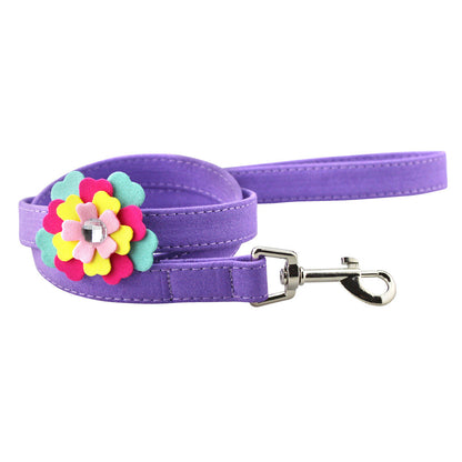 Velvet flower pet chest harness traction rope