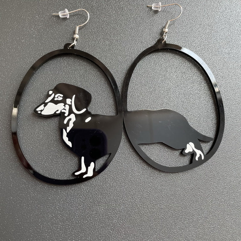 Acrylic Dangle Earrings Round Asymmetric Dog Drop Earrings