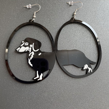 Acrylic Dangle Earrings Round Asymmetric Dog Drop Earrings