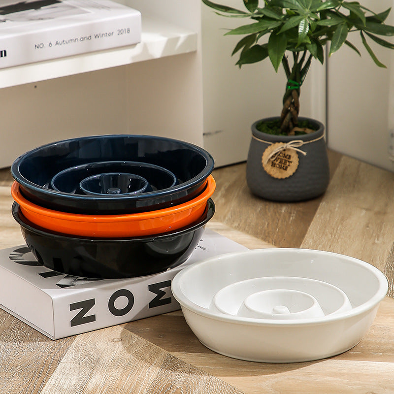 Ceramic Pet Bowl Delays Eating Protects Cervical Vertebra