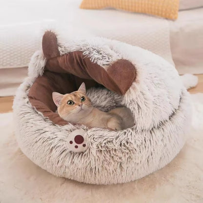 Winter New Long Plush Pet Cat Bed Round Cat Cushion