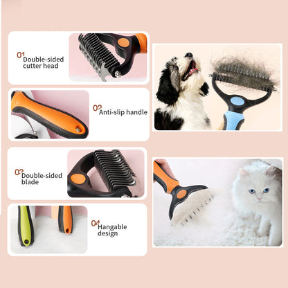 Pet Grooming Brush  Double Sided Shedding Dematting