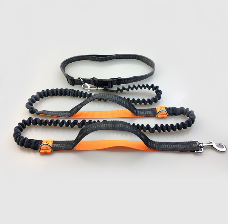 Multi-function running reflective pull dog leash double elastic dog leash traction
