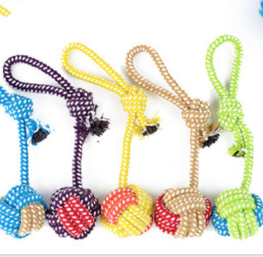 Hand - knitted dog - leash toys