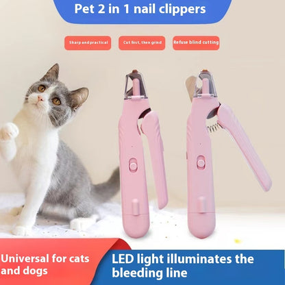 2 In 1 Pet Nail Clippers With Led Light Dog Cat Special