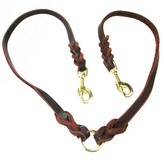 Cowhide Rope Double Hook Traction Two Dogs