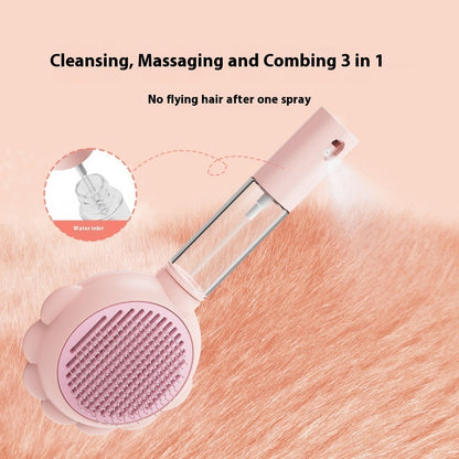 2 In 1 Self Cleaning Dog Brush Comb With Spray