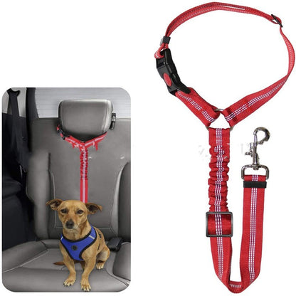 Pet Car Harness Rope Ring Dog Car Elastic Reflective Strap Leash