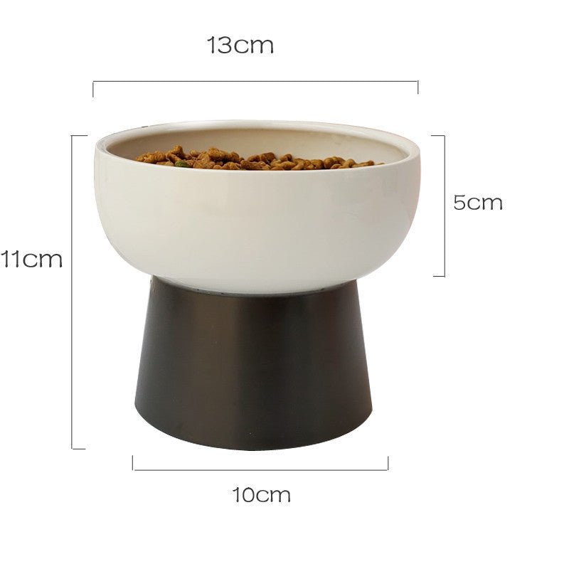 Contrast Color Ceramic Tall Pet Cat Food Bowl Shallow Mouth