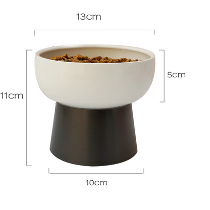 Contrast Color Ceramic Tall Pet Cat Food Bowl Shallow Mouth