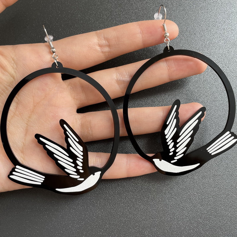 Acrylic Dangle Earrings Round Asymmetric Dog Drop Earrings