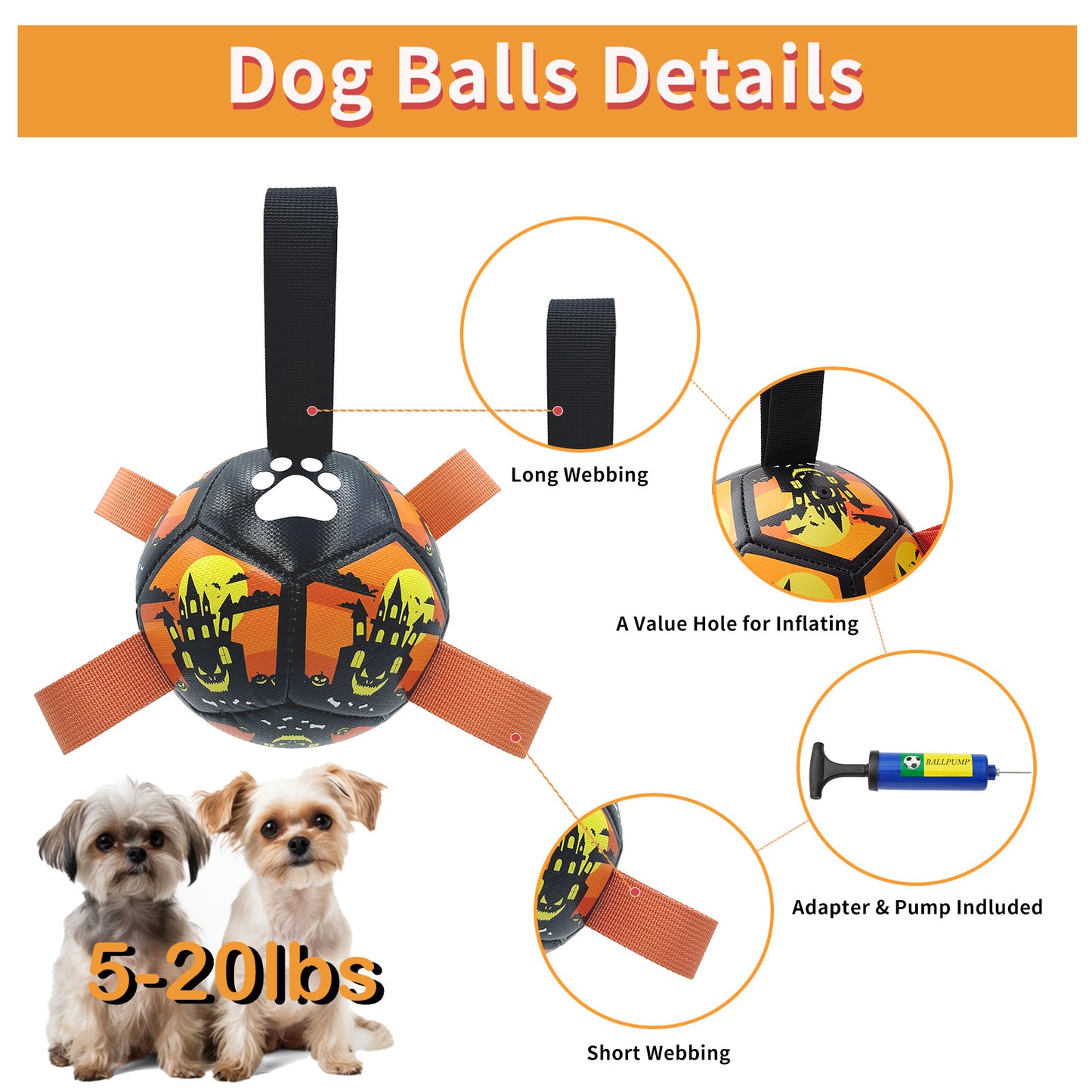 Interactive Dog Toys, Dog Soccer Ball With Straps