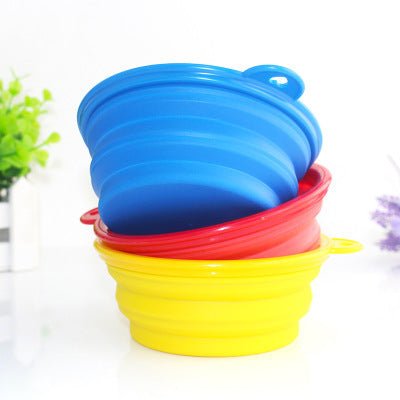 Folding silicone portable dog pot pet dog drinking water basin