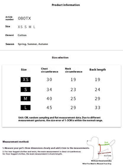 Pet Supplies Dog Clothes Cotton White Stripes