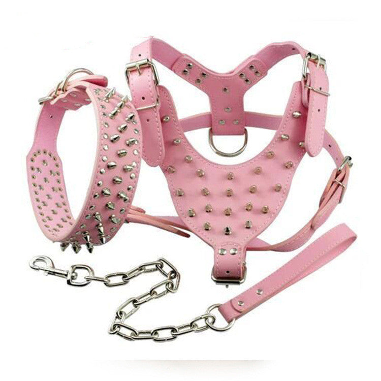 Rivet Bullet Chest Strap Type Tow Rope Collar Three-piece