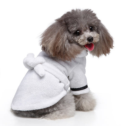 Pet Bathrobe Super Absorbent Towel Cotton White Robe Coral