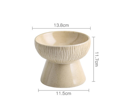 Anti-tip Ceramic Pet High Bowl Cat Food Bowl