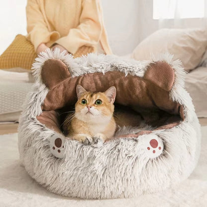 Winter New Long Plush Pet Cat Bed Round Cat Cushion