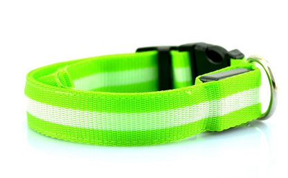 2.5cm stripe fiber LED luminous pet collar