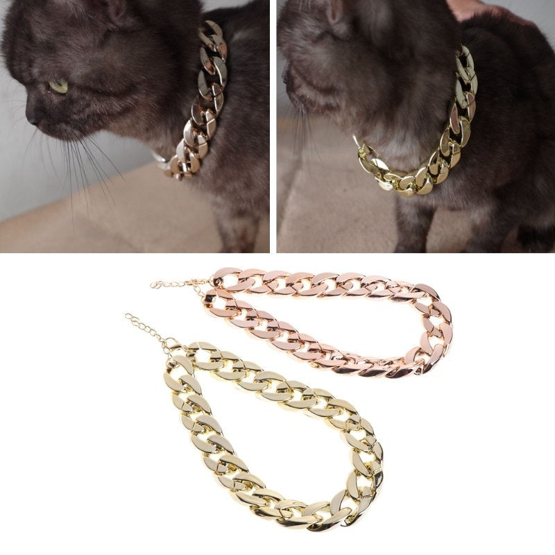 Pet Necklace Thick Gold Chain Plated Collar