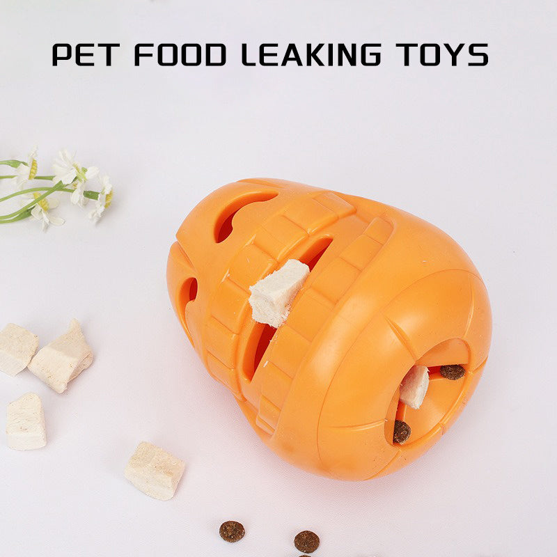 Interactive Dog Chew Toy Halloween Pumpkin Shaped Treat-Dispensing