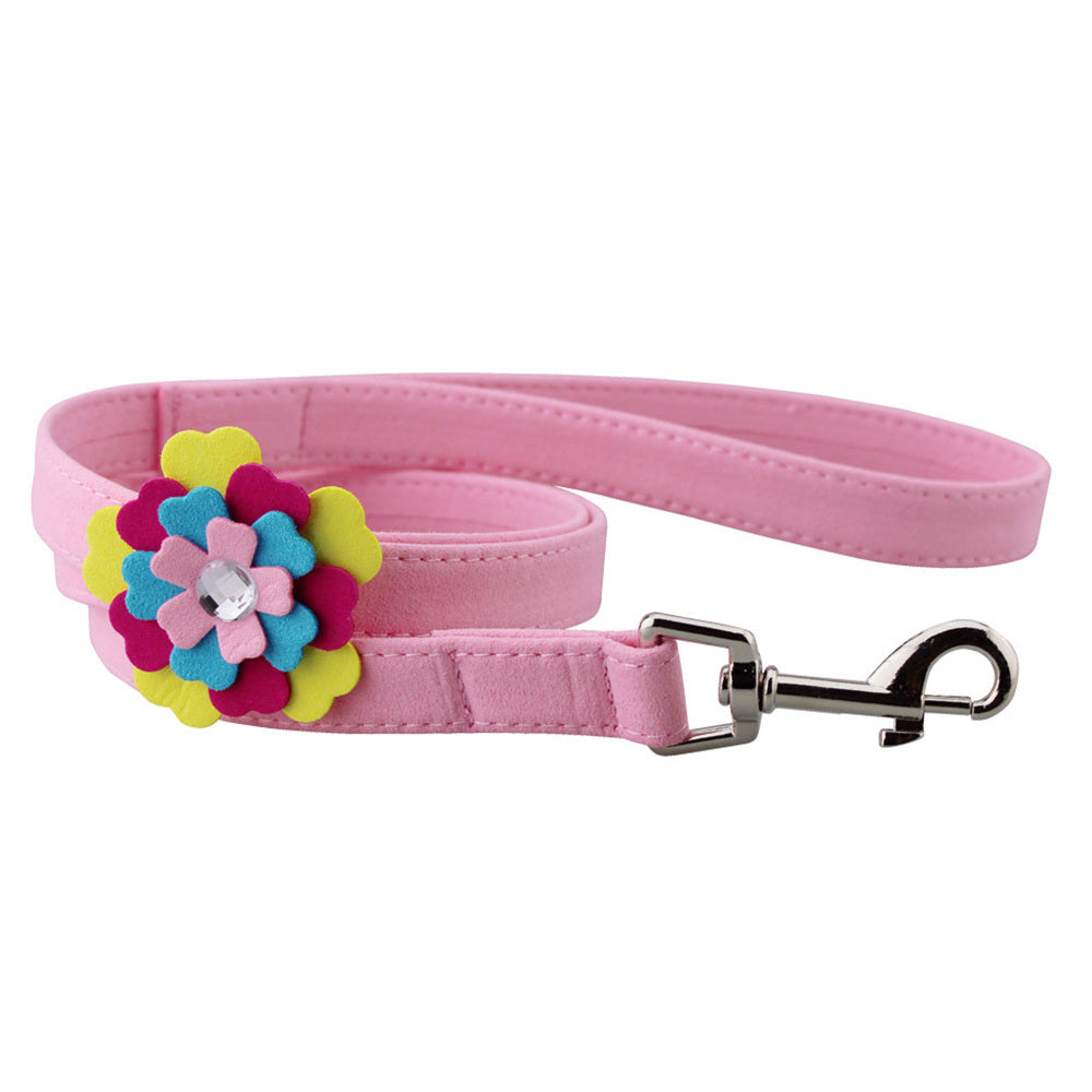 Velvet flower pet chest harness traction rope