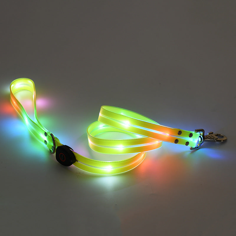 LED Luminous Collar Rechargeable Pet Collar Nylon Tow Rope