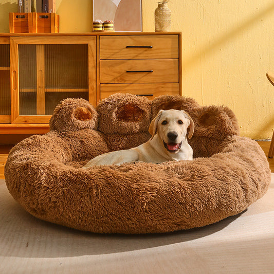Dog Bed Cat Mat Round Large Pet House Long Plush Deep