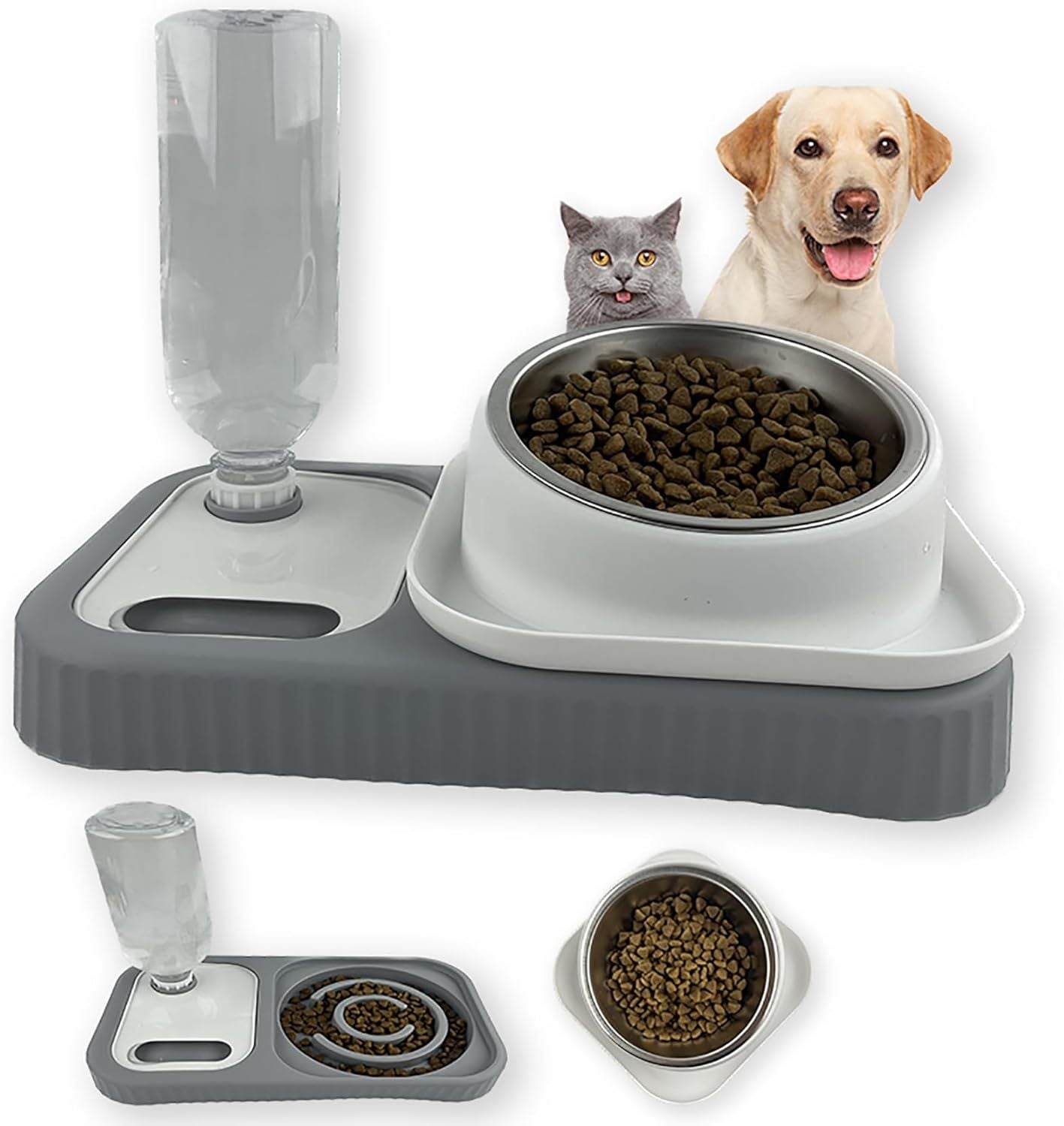 Cat Dog Food And Water Bowl Set Double Food Bowls