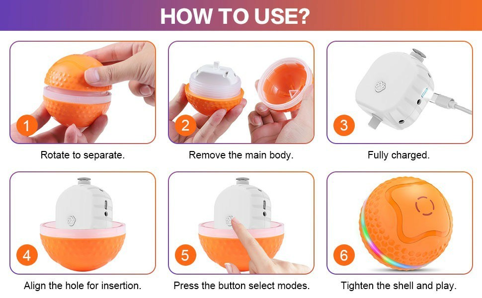 Interactive Dog Toys Ball, Automatic Rolling Toy, Lively Pet Ball