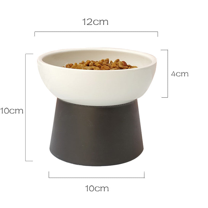 Contrast Color Ceramic Tall Pet Cat Food Bowl Shallow Mouth