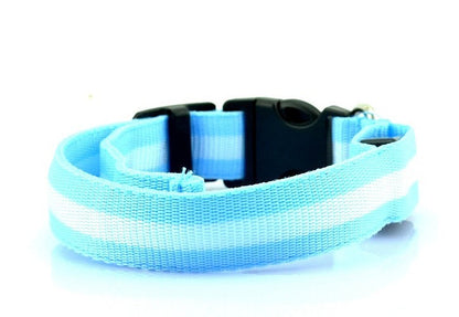 2.5cm stripe fiber LED luminous pet collar