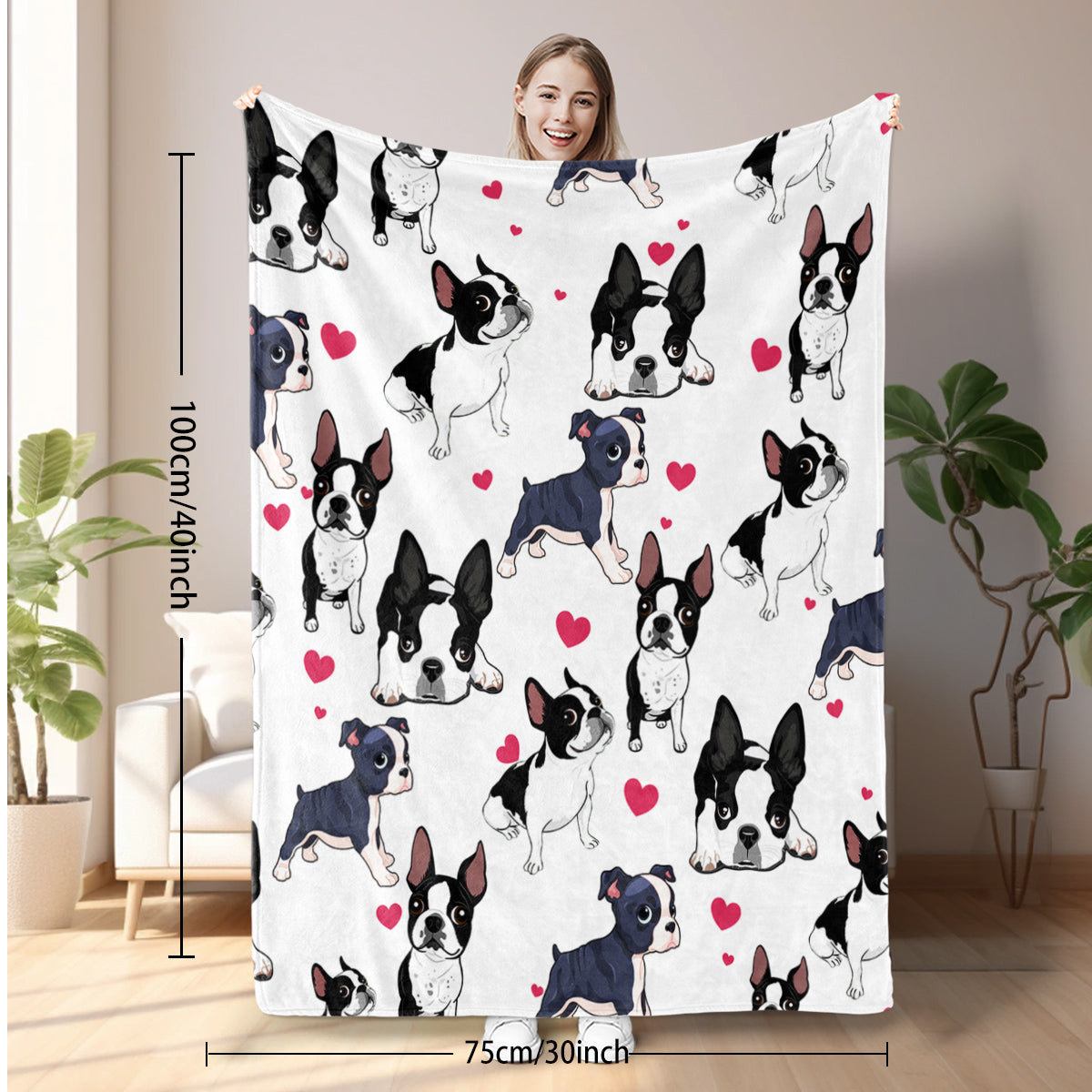 1pc Adorable Fleece Dog Blanket - Soft, Cozy, Lightweight For Couch