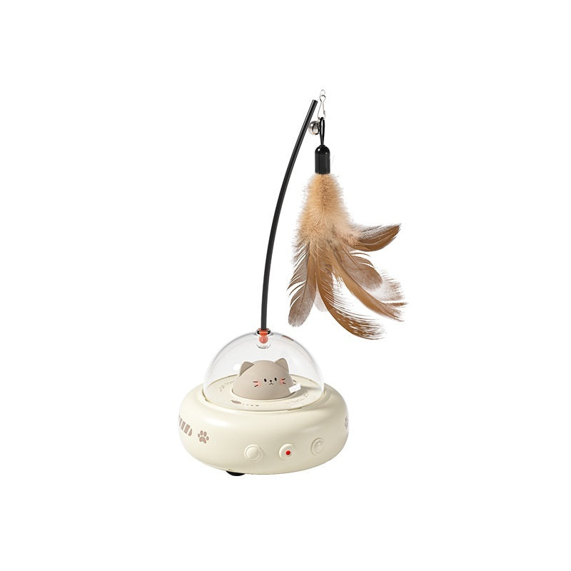 Smart Teaser Cat Toy Electric UFO Cat Teaser Stick With Bell